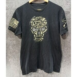 Grunt Style Skull Graphic Short Sleeve T-Shirt Men's Medium‎ Black Patriotic